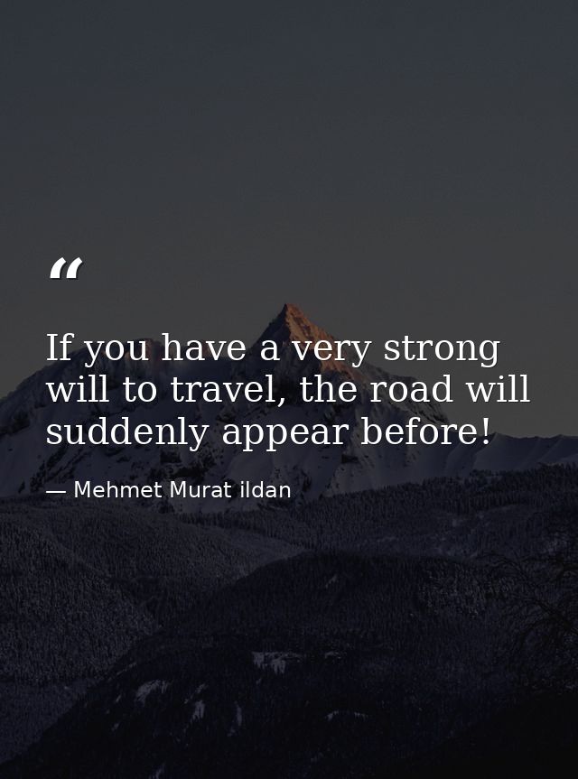 If you have a very strong will to travel, the road will suddenly appear before! — Mehmet Murat ildan