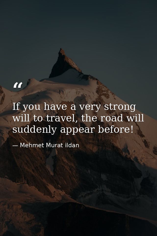 If you have a very strong will to travel, the road will suddenly appear before! — Mehmet Murat ildan