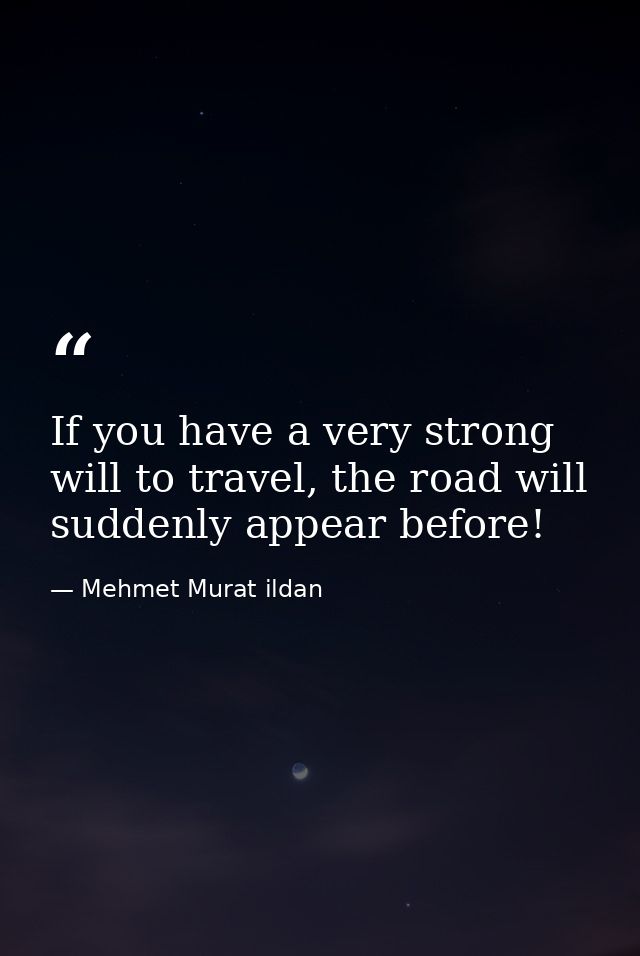 If you have a very strong will to travel, the road will suddenly appear before! — Mehmet Murat ildan