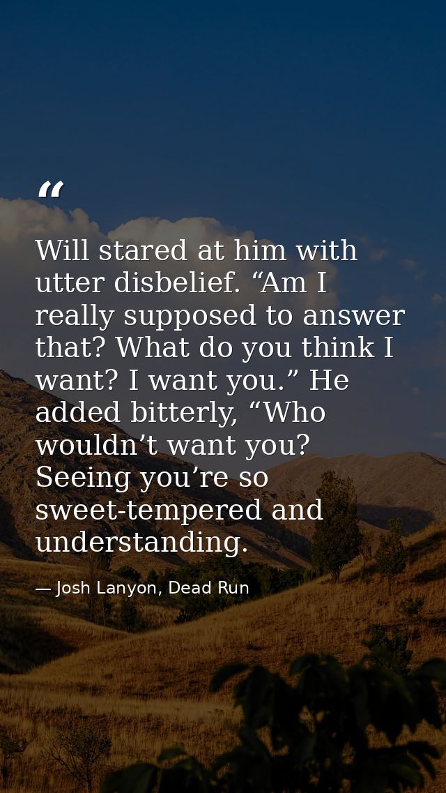 Will stared at him with utter disbelief. “Am I really supposed to answer that? What do you think I want? I want you.” He — Josh Lanyon, Dead Run