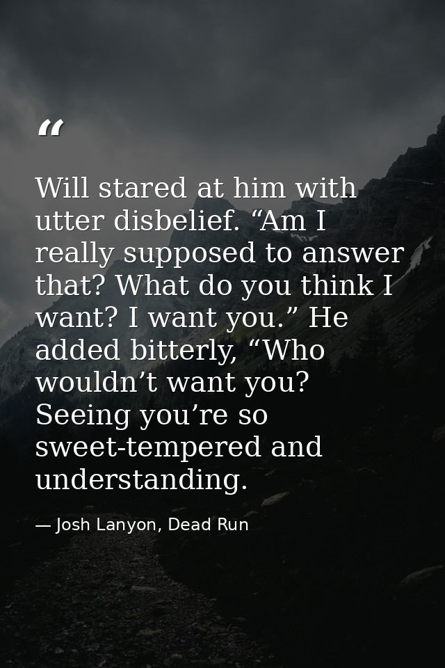Will stared at him with utter disbelief. “Am I really supposed to answer that? What do you think I want? I want you.” He — Josh Lanyon, Dead Run