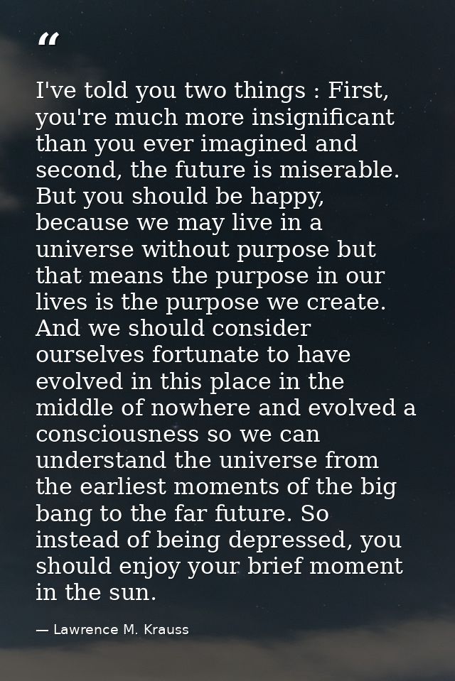 I've told you two things : First, you're much more insignificant than you ever imagined and second, the future is misera — Lawrence M. Krauss