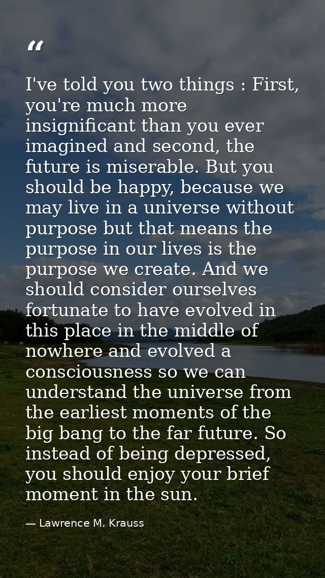 I've told you two things : First, you're much more insignificant than you ever imagined and second, the future is misera — Lawrence M. Krauss