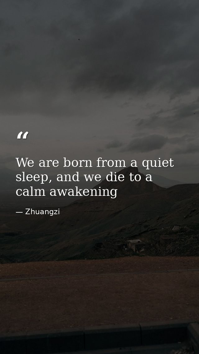 We are born from a quiet sleep, and we die to a calm awakening — Zhuangzi