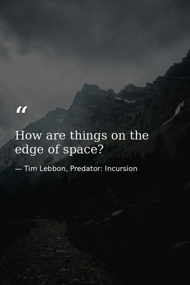 How are things on the edge of space? — Tim Lebbon, Predator: Incursion