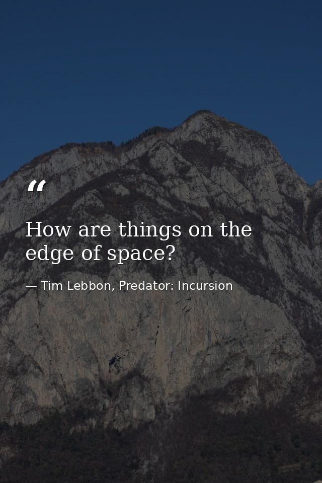 How are things on the edge of space? — Tim Lebbon, Predator: Incursion