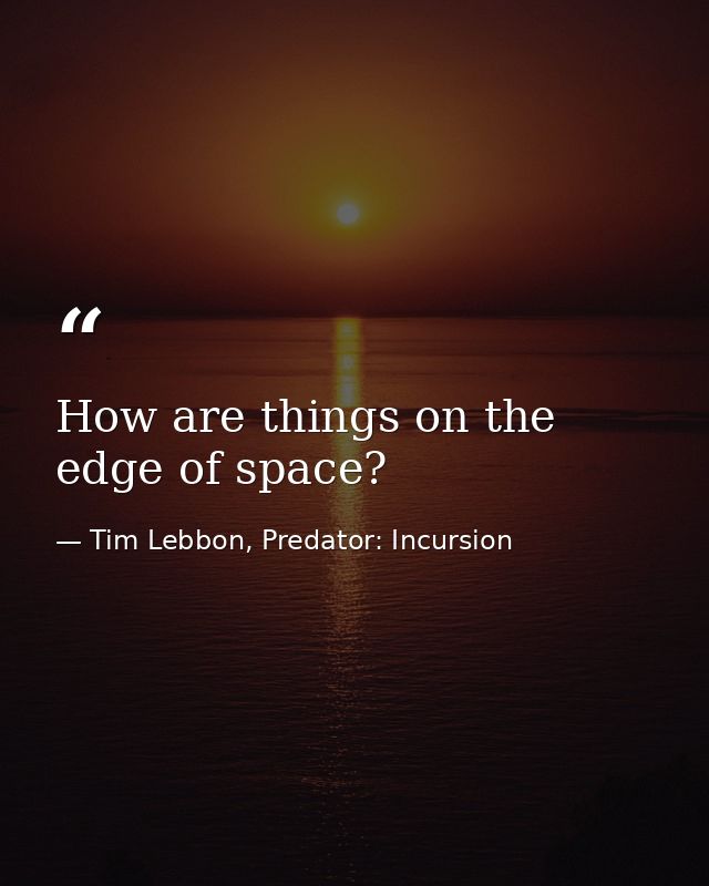How are things on the edge of space? — Tim Lebbon, Predator: Incursion