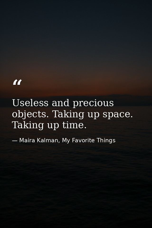 Useless and precious objects. Taking up space. Taking up time. — Maira Kalman, My Favorite Things