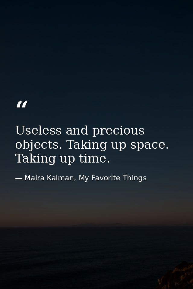 Useless and precious objects. Taking up space. Taking up time. — Maira Kalman, My Favorite Things