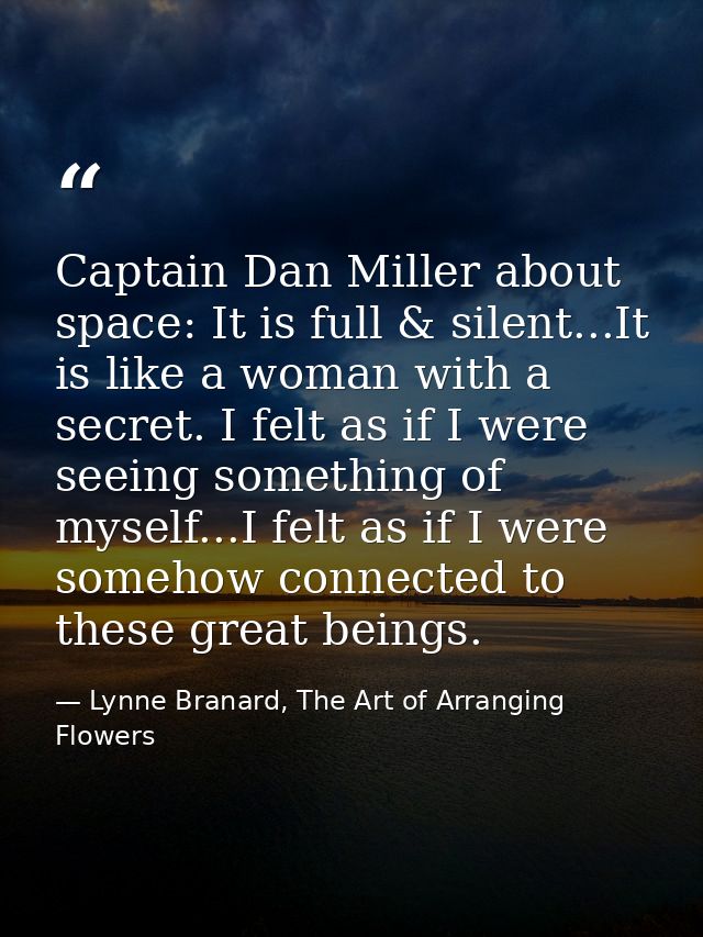 Captain Dan Miller about space: It is full & silent...It is like a woman with a secret. I felt as if I were seeing somet — Lynne Branard, The Art of Arranging Flowers