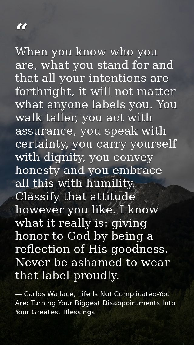 When you know who you are, what you stand for and that all your intentions are forthright, it will not matter what anyon — Carlos Wallace, Life Is Not Complicated-You Are: Turning Your Biggest Disappointments Into Your Greatest Blessings