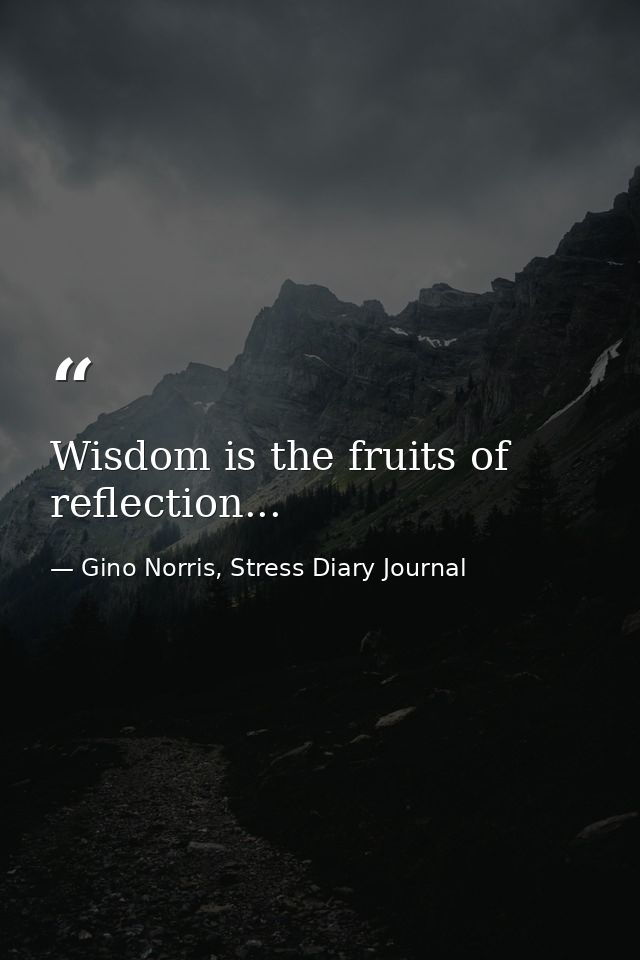 Wisdom is the fruits of reflection... — Gino Norris, Stress Diary Journal