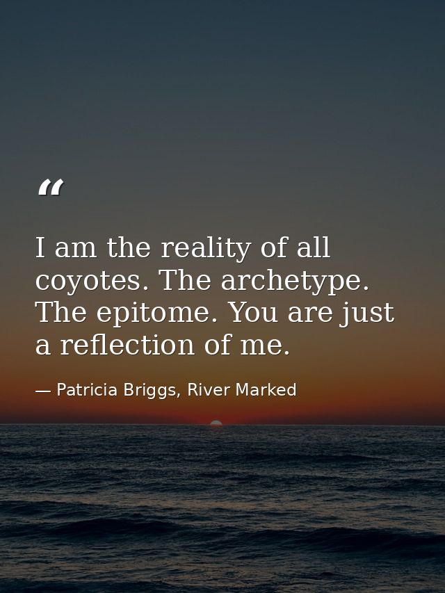 I am the reality of all coyotes. The archetype. The epitome. You are just a reflection of me. — Patricia Briggs, River Marked