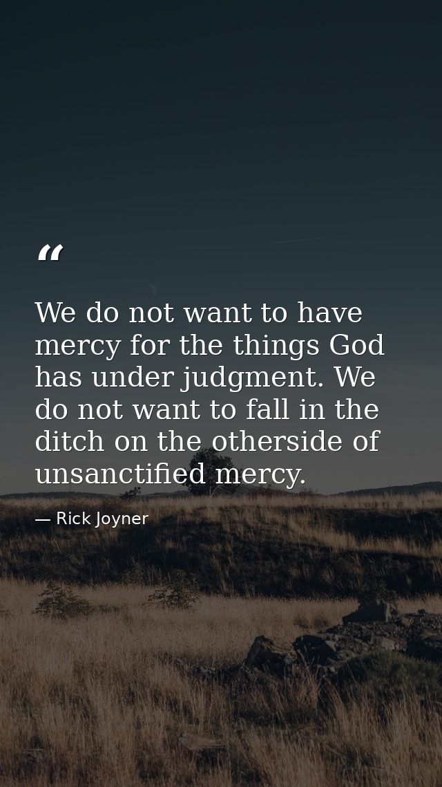 We do not want to have mercy for the things God has under judgment. We do not want to fall in the ditch on the otherside — Rick Joyner