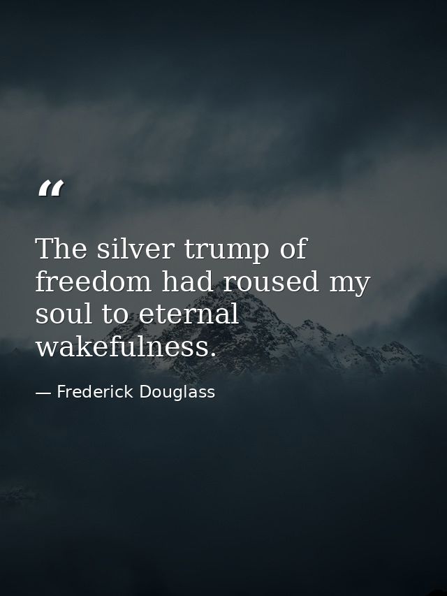 The silver trump of freedom had roused my soul to eternal wakefulness. — Frederick Douglass