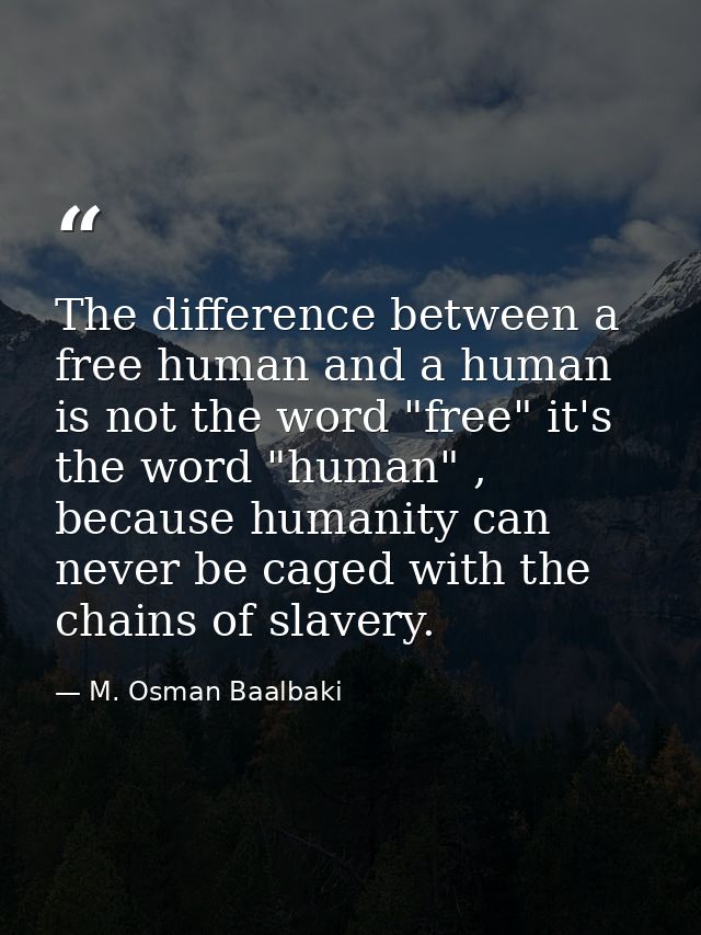 The difference between a free human and a human is not the word "free" it's the word "human" , because humanity can neve — M. Osman Baalbaki