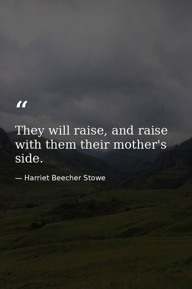 They will raise, and raise with them their mother's side. — Harriet Beecher Stowe