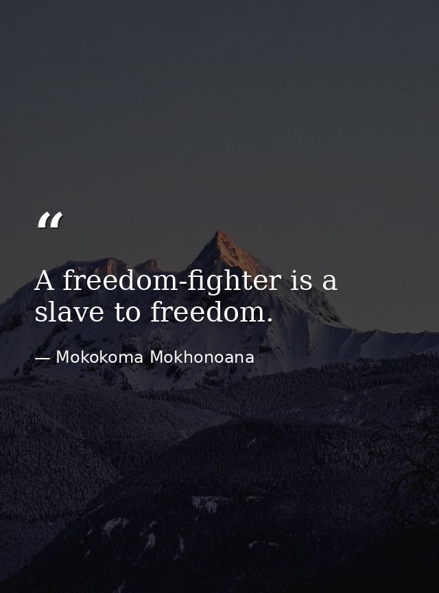 A freedom-fighter is a slave to freedom. — Mokokoma Mokhonoana