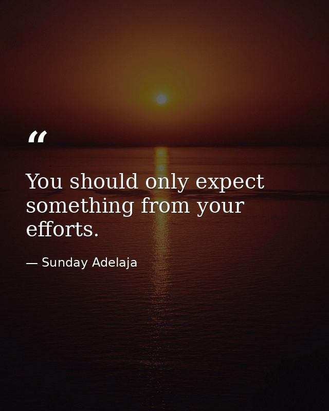 You should only expect something from your efforts. — Sunday Adelaja