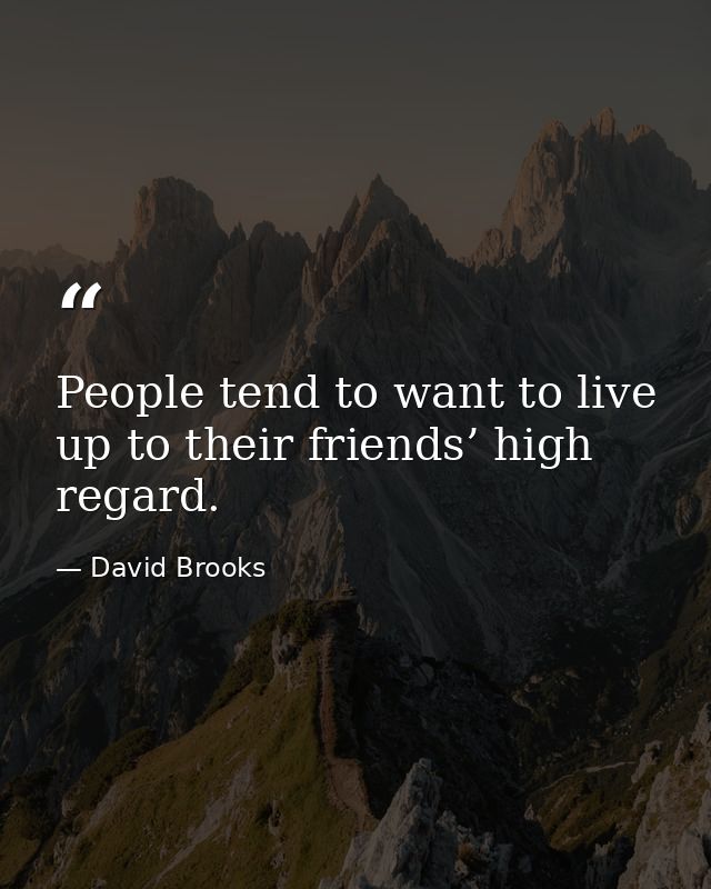 People tend to want to live up to their friends’ high regard. — David Brooks