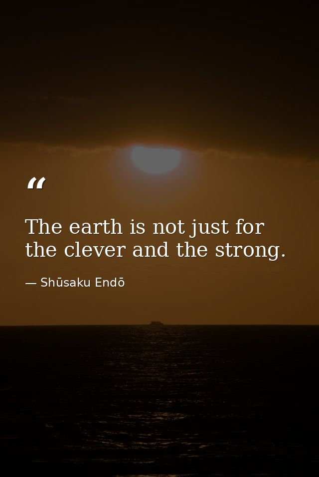 The earth is not just for the clever and the strong. — Shūsaku Endō