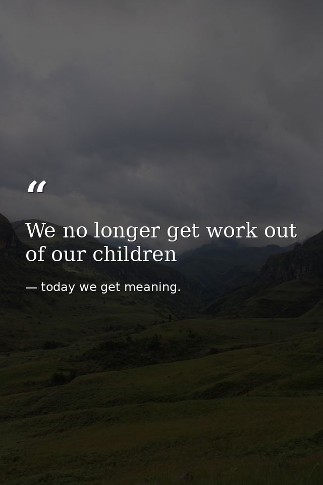 We no longer get work out of our children — today we get meaning.