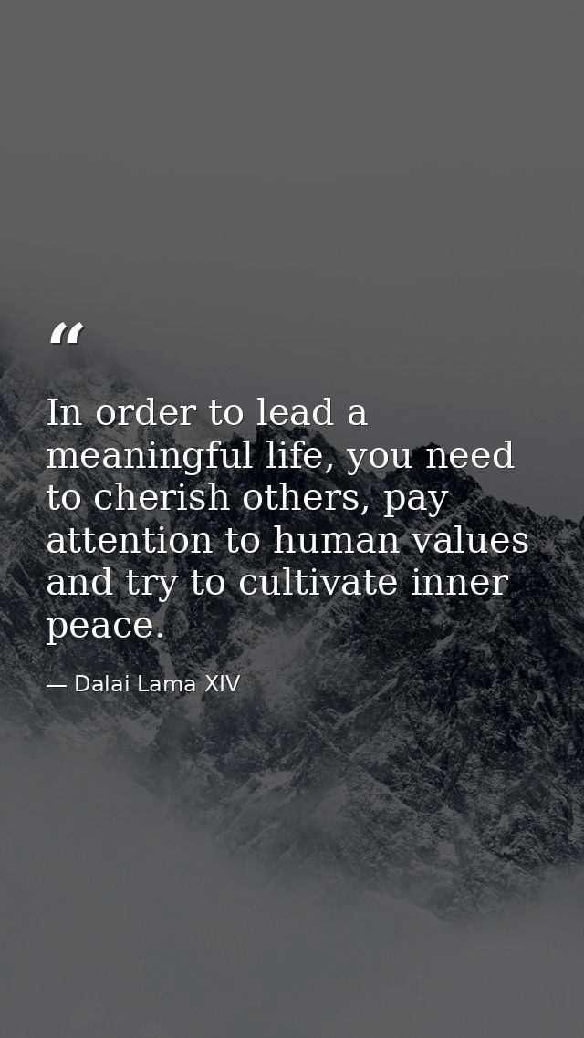 In order to lead a meaningful life, you need to cherish others, pay attention to human values and try to cultivate inner — Dalai Lama XIV