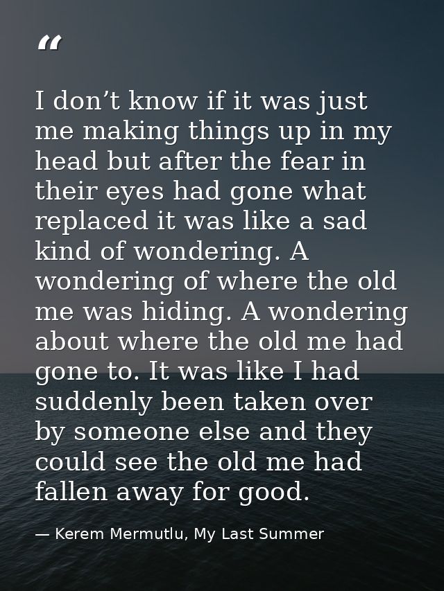 I don’t know if it was just me making things up in my head but after the fear in their eyes had gone what replaced it wa — Kerem Mermutlu, My Last Summer