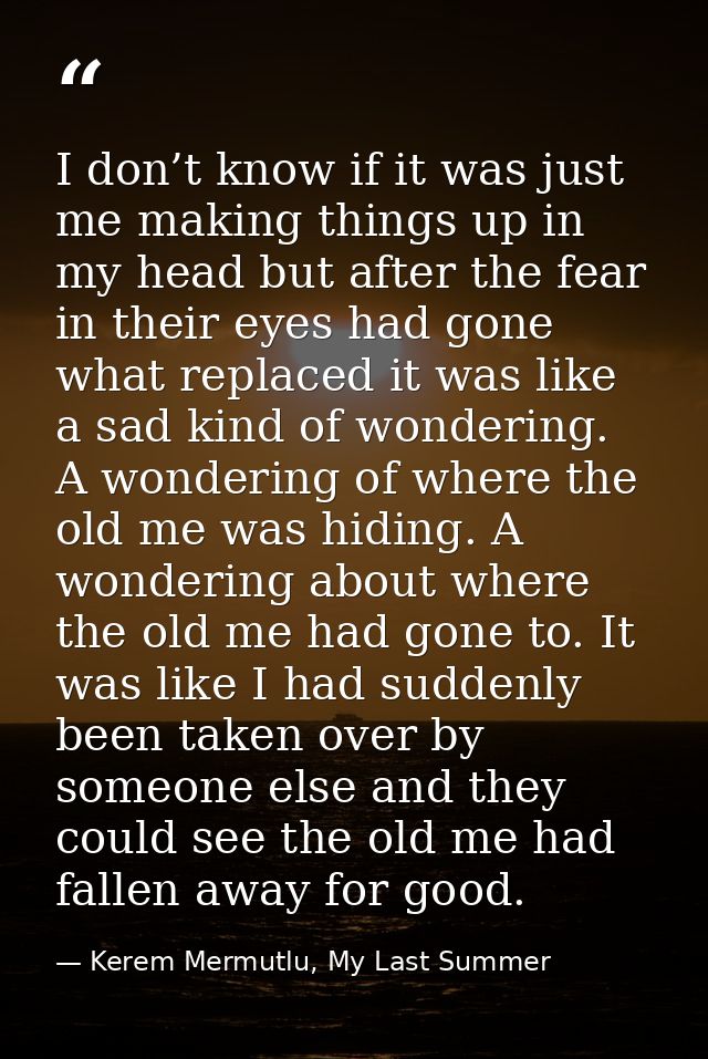 I don’t know if it was just me making things up in my head but after the fear in their eyes had gone what replaced it wa — Kerem Mermutlu, My Last Summer