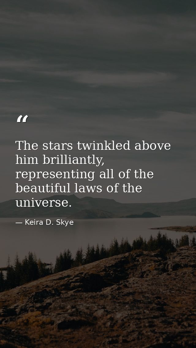 The stars twinkled above him brilliantly, representing all of the beautiful laws of the universe. — Keira D. Skye