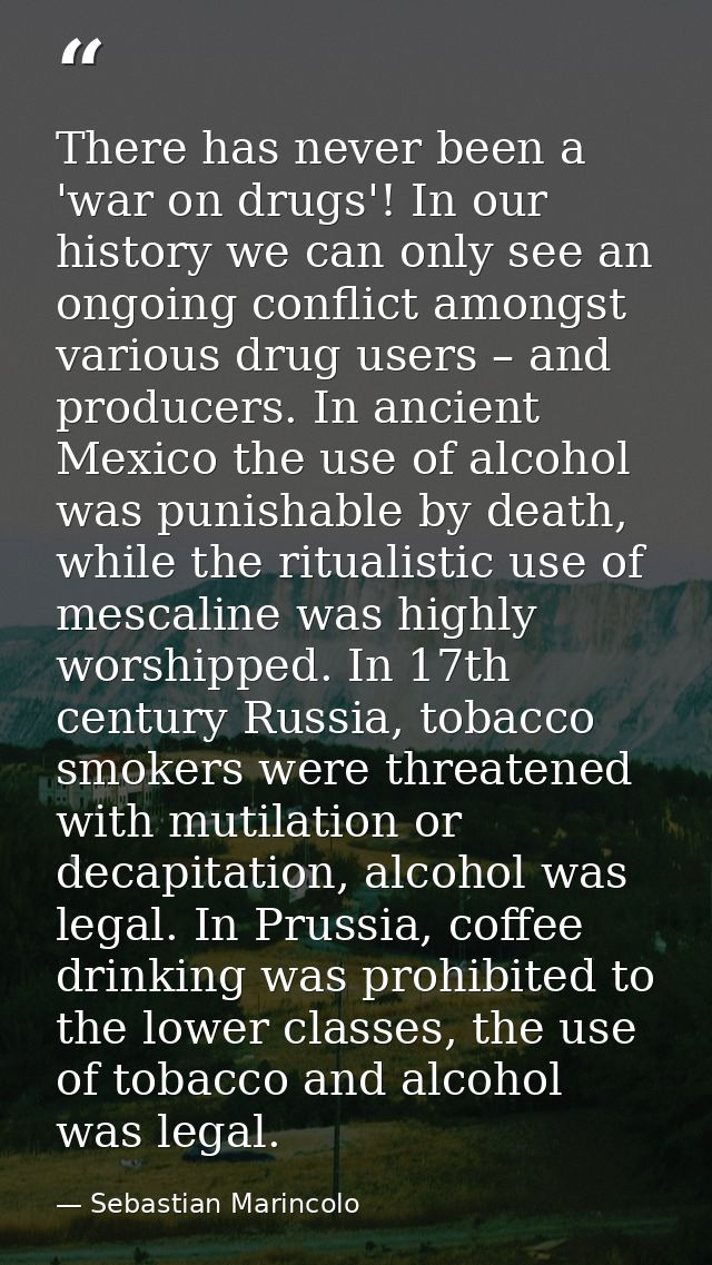 There has never been a 'war on drugs'! In our history we can only see an ongoing conflict amongst various drug users – a — Sebastian Marincolo