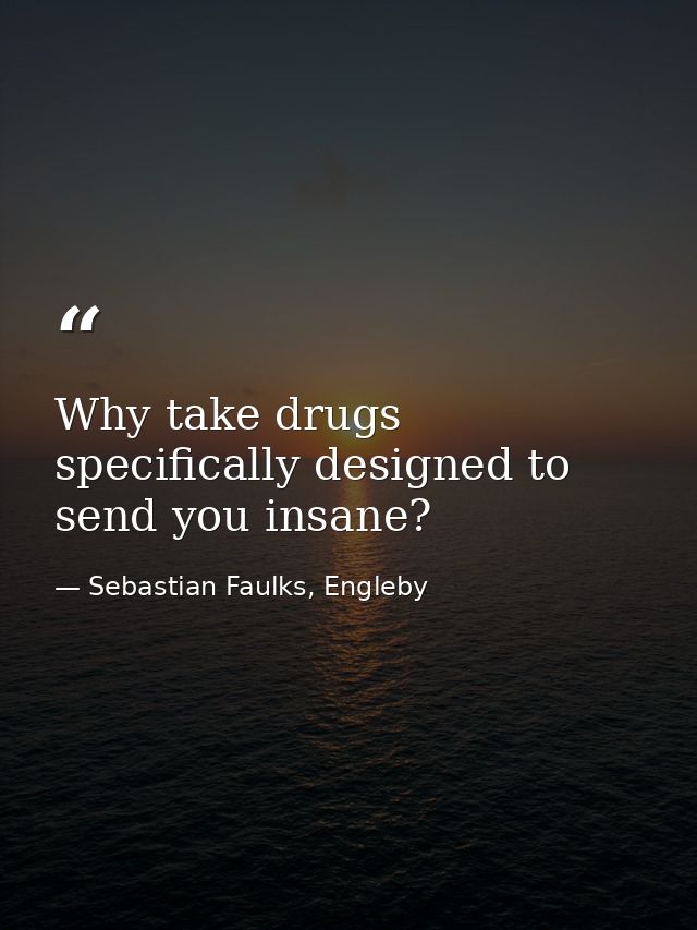 Why take drugs specifically designed to send you insane? — Sebastian Faulks, Engleby