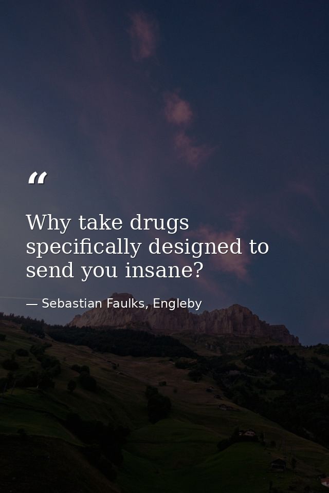 Why take drugs specifically designed to send you insane? — Sebastian Faulks, Engleby