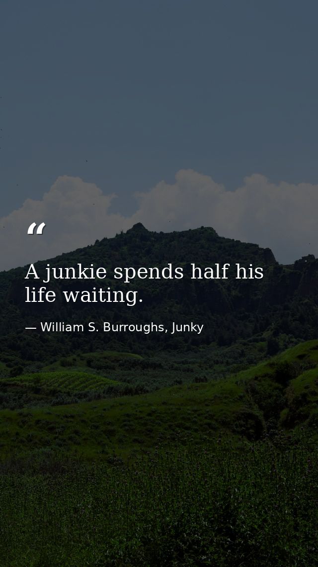 A junkie spends half his life waiting. — William S. Burroughs, Junky