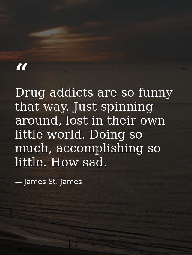 Drug addicts are so funny that way. Just spinning around, lost in their own little world. Doing so much, accomplishing s — James St. James
