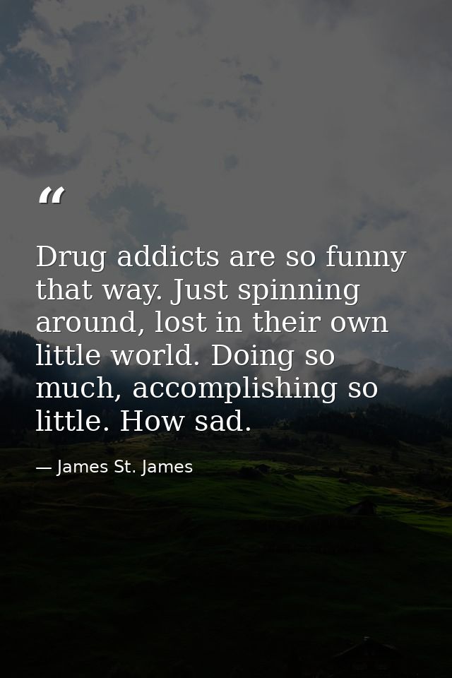 Drug addicts are so funny that way. Just spinning around, lost in their own little world. Doing so much, accomplishing s — James St. James