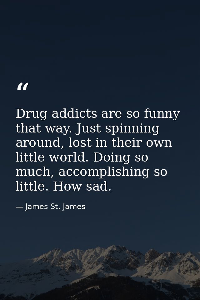 Drug addicts are so funny that way. Just spinning around, lost in their own little world. Doing so much, accomplishing s — James St. James