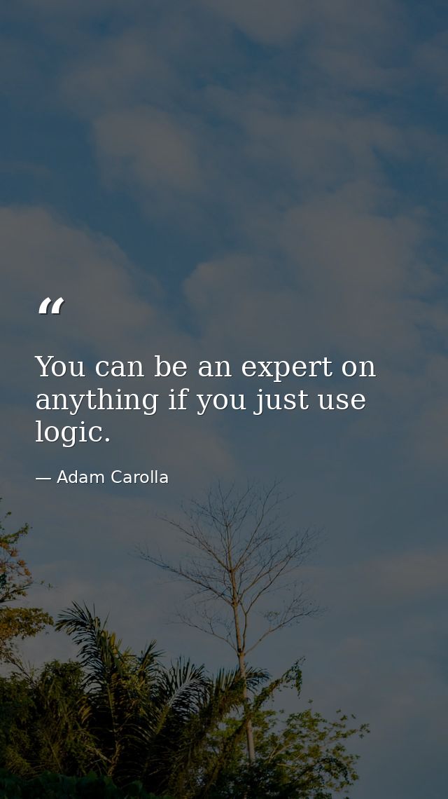 You can be an expert on anything if you just use logic. — Adam Carolla