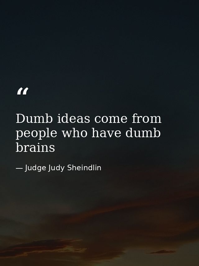 Dumb ideas come from people who have dumb brains — Judge Judy Sheindlin