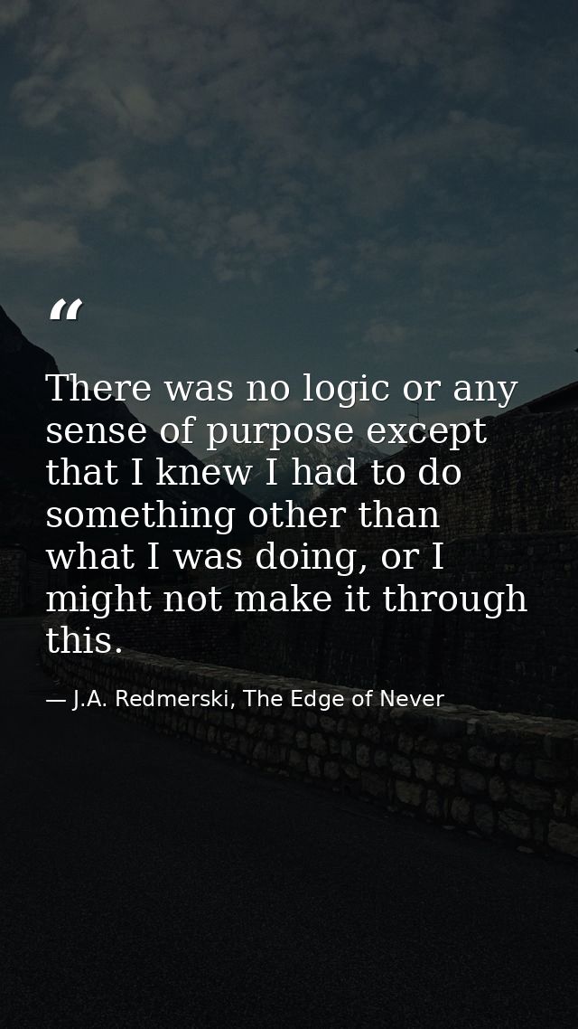 There was no logic or any sense of purpose except that I knew I had to do something other than what I was doing, or I mi — J.A. Redmerski, The Edge of Never