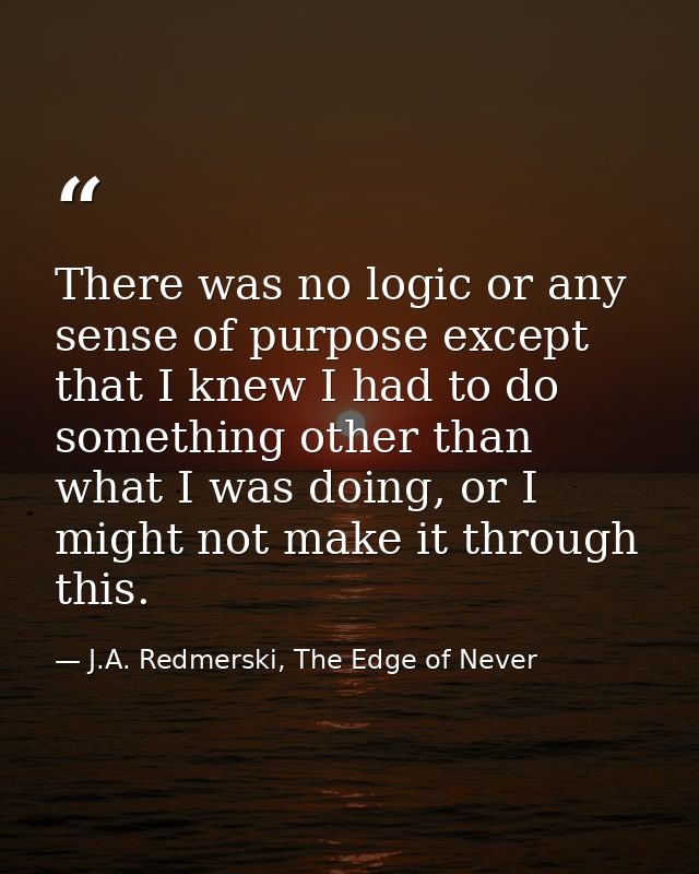 There was no logic or any sense of purpose except that I knew I had to do something other than what I was doing, or I mi — J.A. Redmerski, The Edge of Never