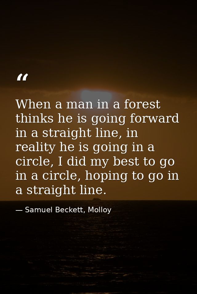 When a man in a forest thinks he is going forward in a straight line, in reality he is going in a circle, I did my best  — Samuel Beckett, Molloy