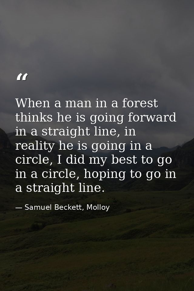 When a man in a forest thinks he is going forward in a straight line, in reality he is going in a circle, I did my best  — Samuel Beckett, Molloy