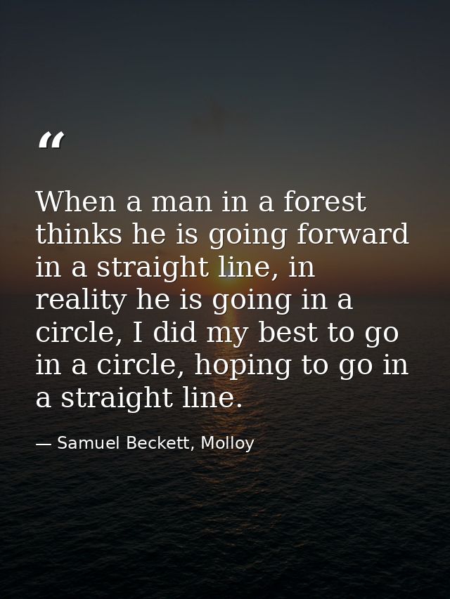 When a man in a forest thinks he is going forward in a straight line, in reality he is going in a circle, I did my best  — Samuel Beckett, Molloy