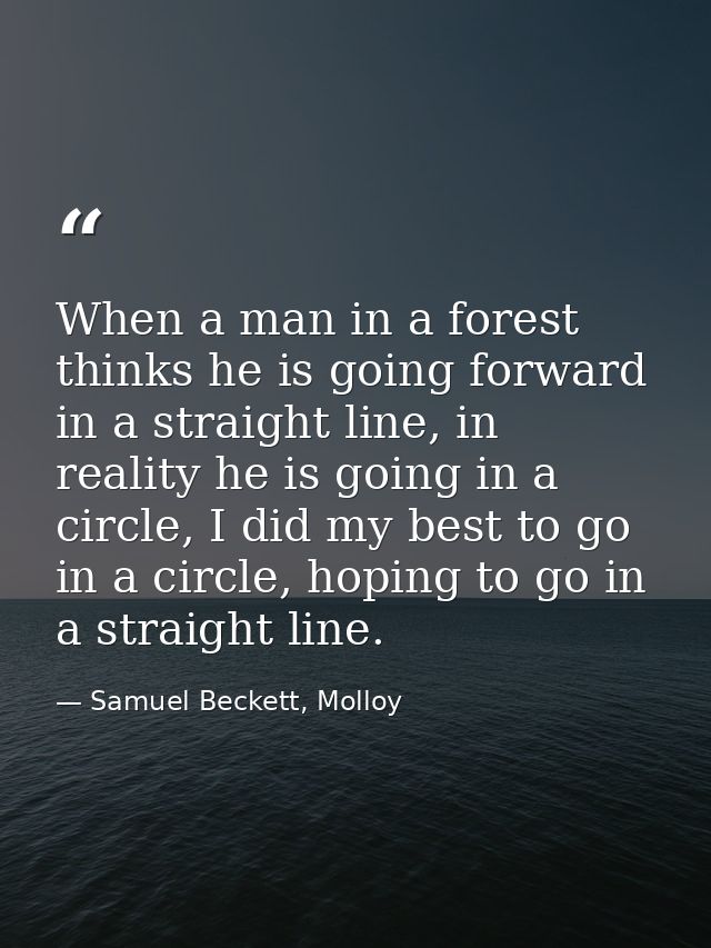 When a man in a forest thinks he is going forward in a straight line, in reality he is going in a circle, I did my best  — Samuel Beckett, Molloy