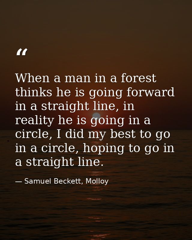 When a man in a forest thinks he is going forward in a straight line, in reality he is going in a circle, I did my best  — Samuel Beckett, Molloy