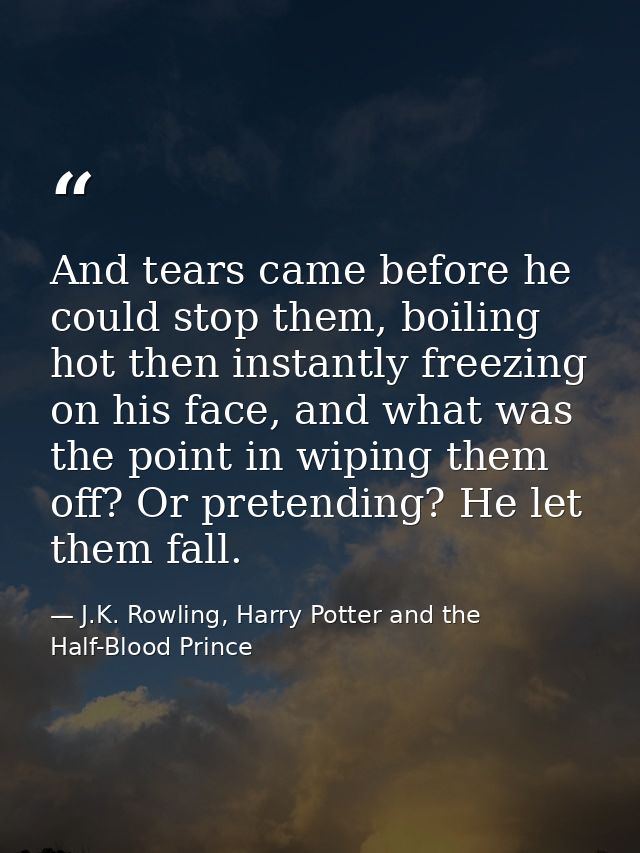 And tears came before he could stop them, boiling hot then instantly freezing on his face, and what was the point in wip — J.K. Rowling, Harry Potter and the Half-Blood Prince
