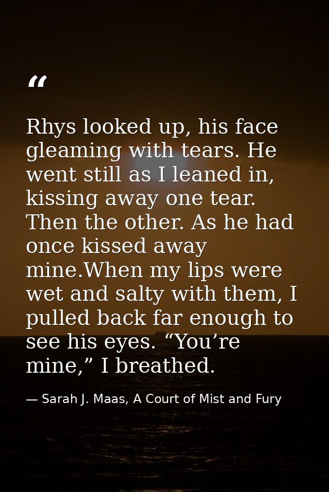 Rhys looked up, his face gleaming with tears. He went still as I leaned in, kissing away one tear. Then the other. As he — Sarah J. Maas, A Court of Mist and Fury