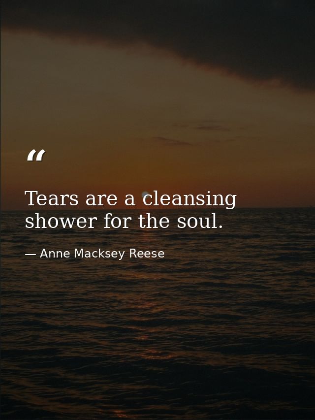 Tears are a cleansing shower for the soul. — Anne Macksey Reese