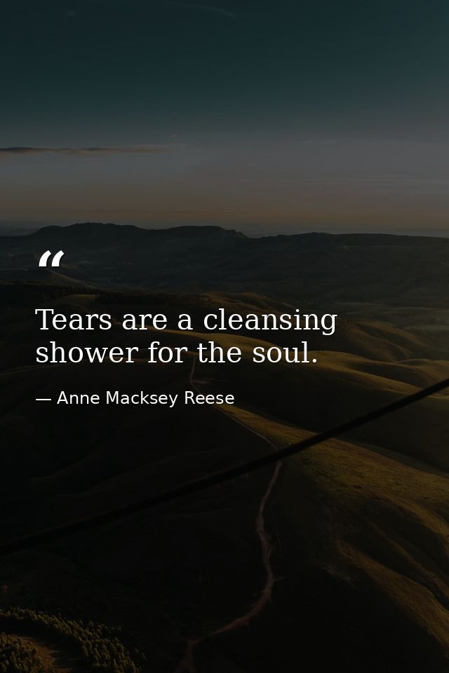 Tears are a cleansing shower for the soul. — Anne Macksey Reese